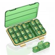Pill Organizer 3X A Day, Weekly 7 Day Pill Box 3 Times A Day, Acedada Daily Travel Pill Case with 21 Compartments, Portable Medicine Organizer Container for Vitamin Fish Oil Supplement, Green